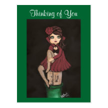 Red Caped Quantum Cutie is Thinking of You Post Card