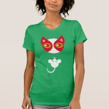 Red cat and white mouse t-shirts