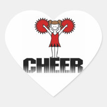 Red Cheerleader Tshirts and Gifts Heart Sticker