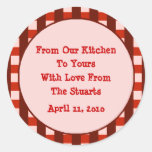 Red Chequered Border Canning Label Stickers