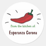 Red Chilli Pepper "From the kitchen of" Labels Round Sticker