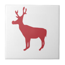 Red Christmas Reindeer Tile/Trivet