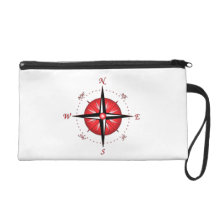 Red Compass Rose Wristlet Purses