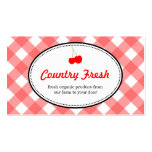 Red country gingham pattern sweet cherry produce business card templates