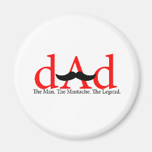 Red Dad Moustache Fridge Magnets
