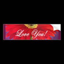 Red Daisy Flower Painting - Multi bumper stickers