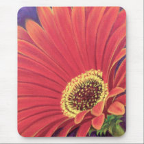 Red Daisy Flower Painting - Multi mousepads