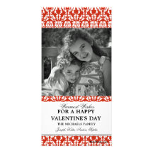 Red Damask Valentine's Day Photo Card
