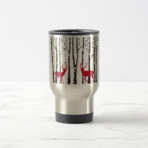 Red deers in birch tree forest mug