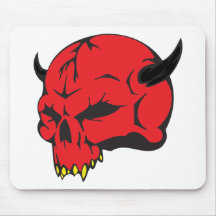 Red Demon Skull Mouse Pad