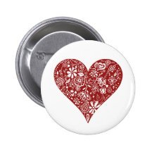 Red Doodle Heart Pins
