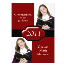 Red Double Photo Graduation Party Invitation