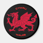 Red Dragon of Wales (Cymru), Black Back Refrigerator Magnet