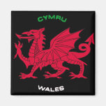 Red Dragon of Wales (Cymru),Black, White,Green Fridge Magnets