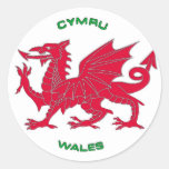 Red Dragon of Wales (Cymru), White Back Stickers