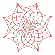 Red embroidered line flower women's t-shirt