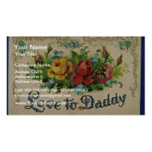 Red Father's Day, embossed, divided back flowers Business Card Templates