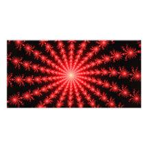 Red Fireworks - fractal design Custom Photo Card