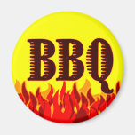 Red Flames BBQ Saying Refrigerator Magnets