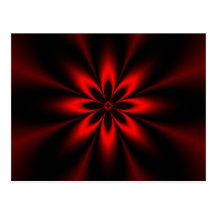 Red Flower Burst Fractal Postcard