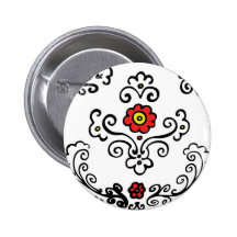 Red flower button floral design