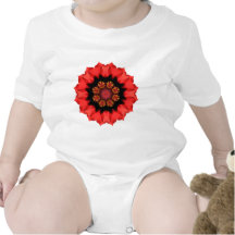Red Flower Inspired Mandala Baby Bodysuits