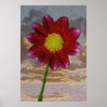 Red Flower Mosaic Posters