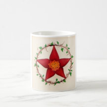 Red flower pentagram coffee mugs