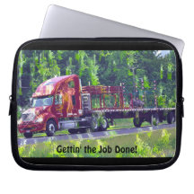 Red Freight Truck Driver's Art Laptop Sleeve