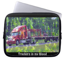 Red Freight Truck Driver's Art Laptop Sleeve