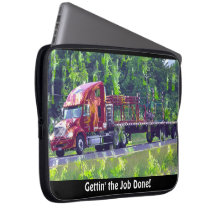 Red Freight Truck Driver's Art Laptop Sleeve