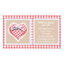 Red Gingham Heart with bow graphic Business Cards