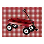 Red gingham with wagon post card