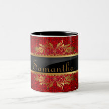 Red Glitter Sequin Disco Glitz Coffee Mug Cup