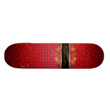 Red Glitter Sequin Disco Glitz Comp Skateboard