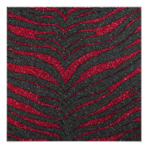 Red Glitter Zebra Print Photographic Print
