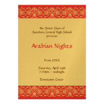 Red gold arabian junior senior prom formal dance invitations