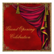 Red Gold Corporate Business Grand Opening Custom Invitations