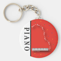 Red Grand Piano Keychain