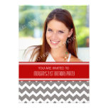 Red Gray Photo 21st Birthday Party Invitations