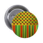 Red green Christmas trees on gold stripes buttons