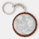 red green holiday photo frame key chain