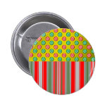 Red green snowflakes in circles on gold stripes buttons