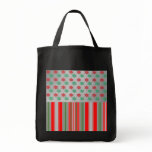 Red green snowflakes on silver stripes bags