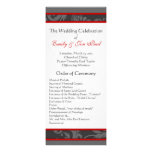 Red Grey White 9x4 Damask Swirl Wedding Program Invite