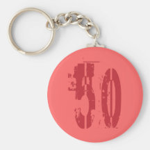 RED GRUNGE STYLE NUMBER 50 KEY CHAINS