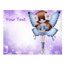 Red Hair Princess Butterfly Postcard