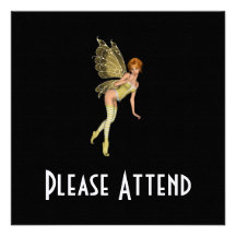 Red Haired 3D Pixie - Yellow Green Outfit Custom Invites