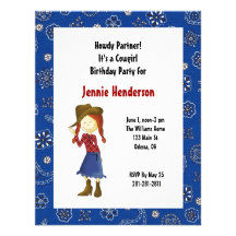 Red Haired Cowgirl Birthday Invitation