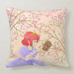 Red haired Princess and squirrel blossom pillow pillows